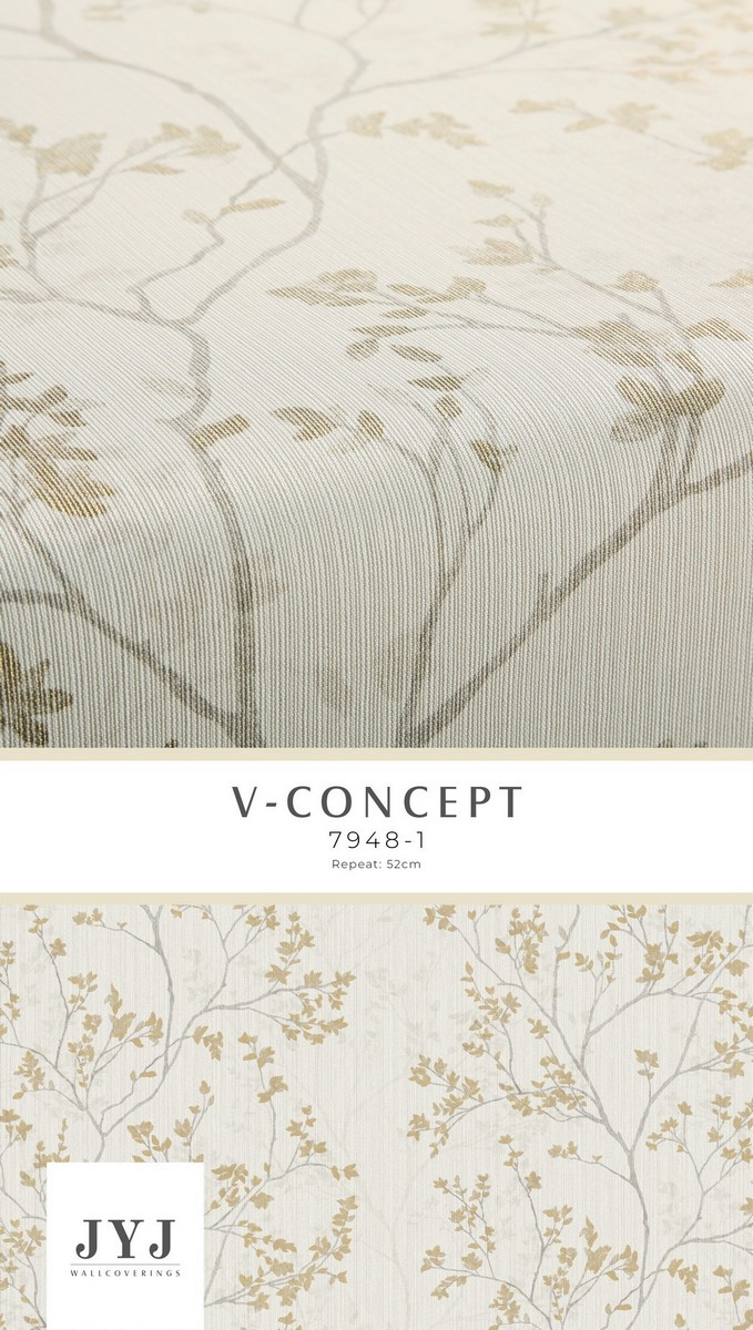 Giấy dán tường hình hoa dây leo chìm Vconcept 7948-1
